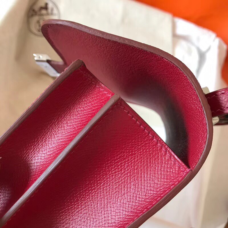 Hermes Constance 24cm Shoulder Bag In Burgundy Epsom Leather